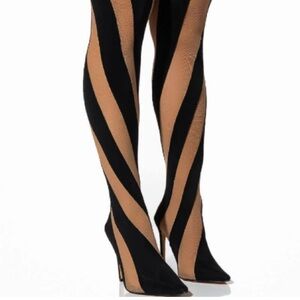 Black and Tan Striped Heeled Boots